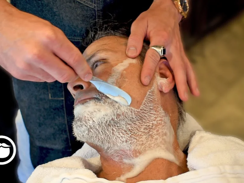 Straight razor hot towel shave